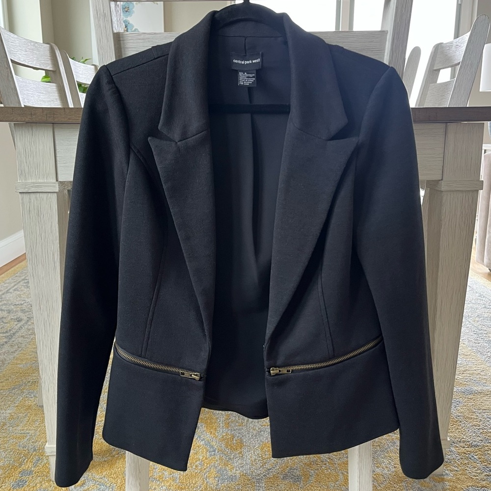 Central Park West - Black Blazer - Gold Zipper Detail at Waist - Size Small - Picture 3 of 9